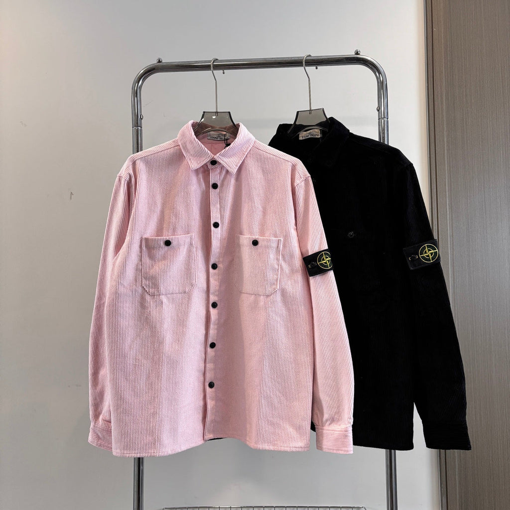 Stone Island Wide-Wale Corduroy Overshirt with Snap Buttons and Compass Badge