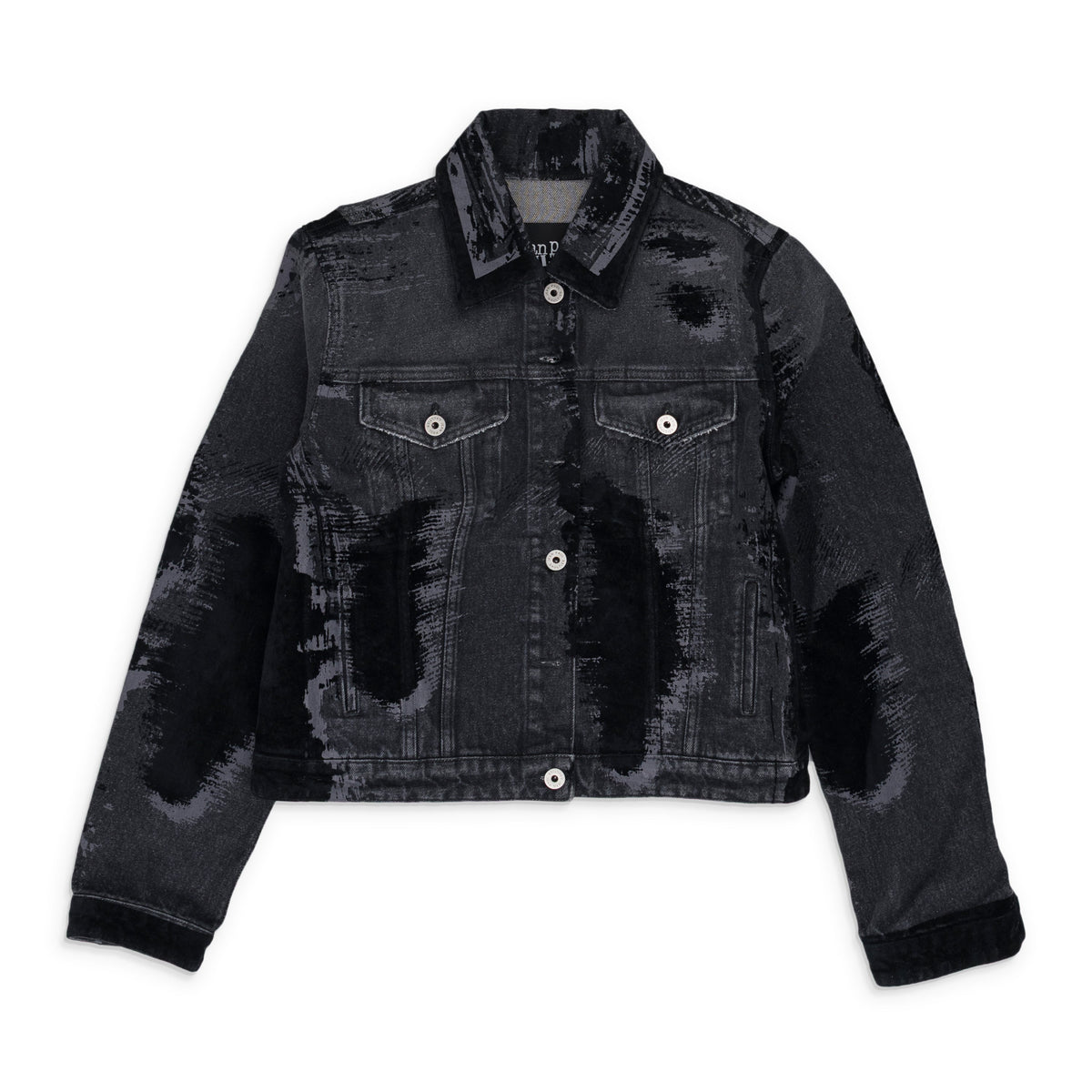 Black Flock Denim Jacket