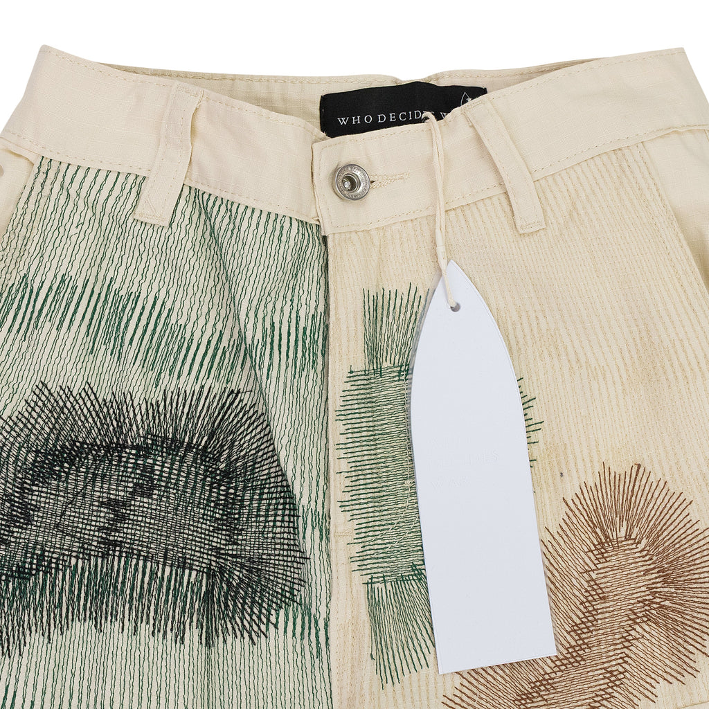IVORY CAMOUFLAGE EMBROIDERY PANTS