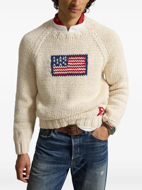 Polo Ralph Lauren flag-intarsia chunky-knit sweater