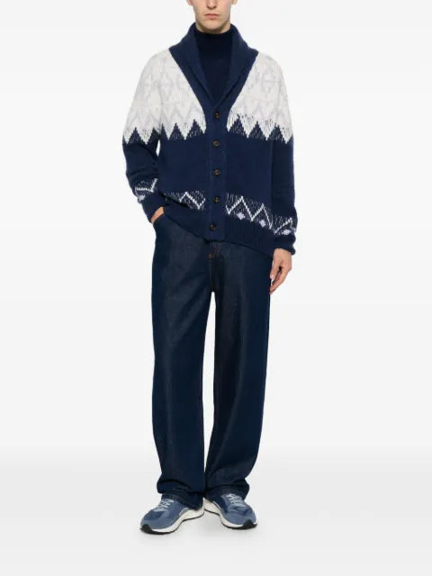 Eleventy fair isle-knit shawl-collar cardigan