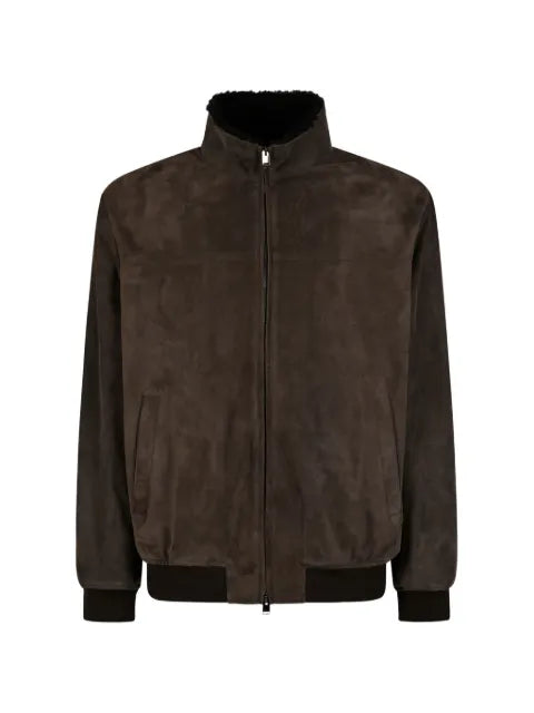 Canali high-neck suede jacket