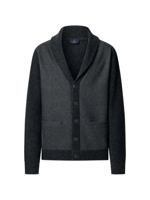 Hackett London herringbone-pattern shawl-collar cardigan