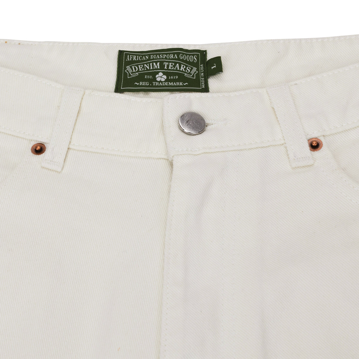 White Cotton Wreath Denim Shorts