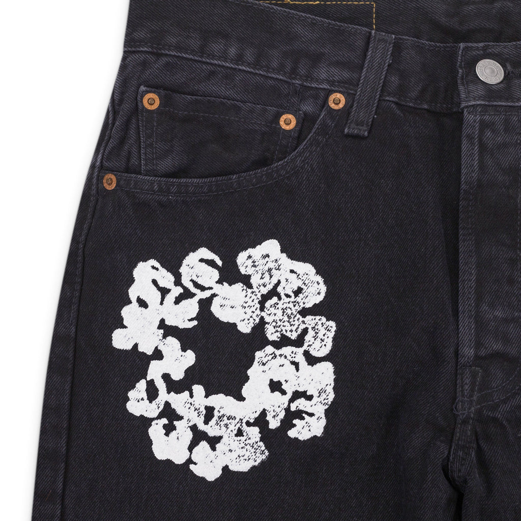 Black Cotton Wreath Jeans