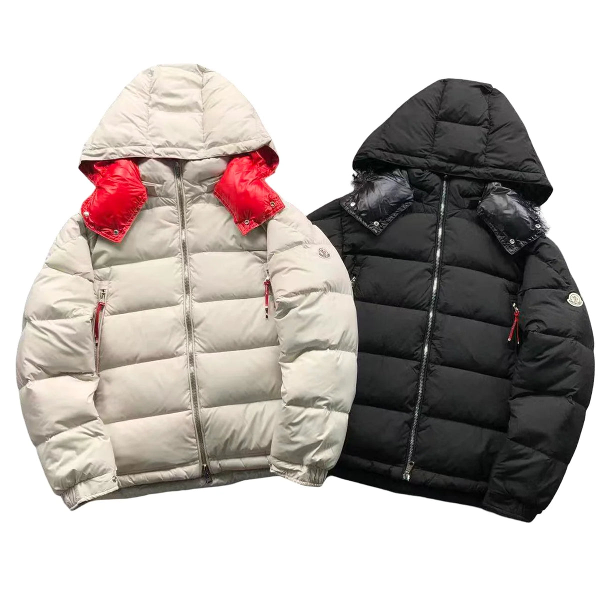 Moncler Poirier Down Jacket in White & Red