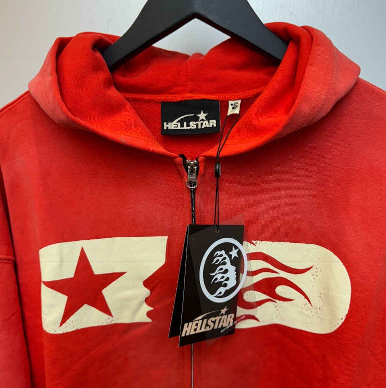 Red Flame Logo Zip-Up Hoodie