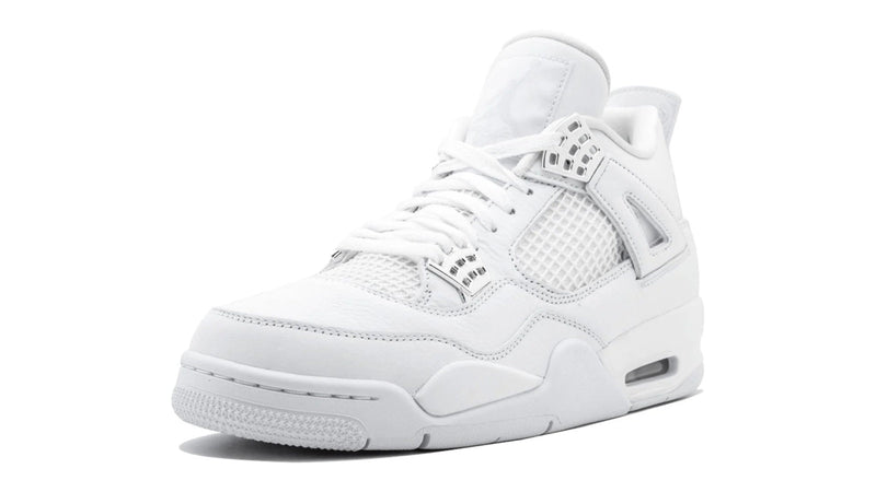 Air Jordan 4 Retro 'Pure Money' – All-White Premium Sneaker with Metallic Silver Accents