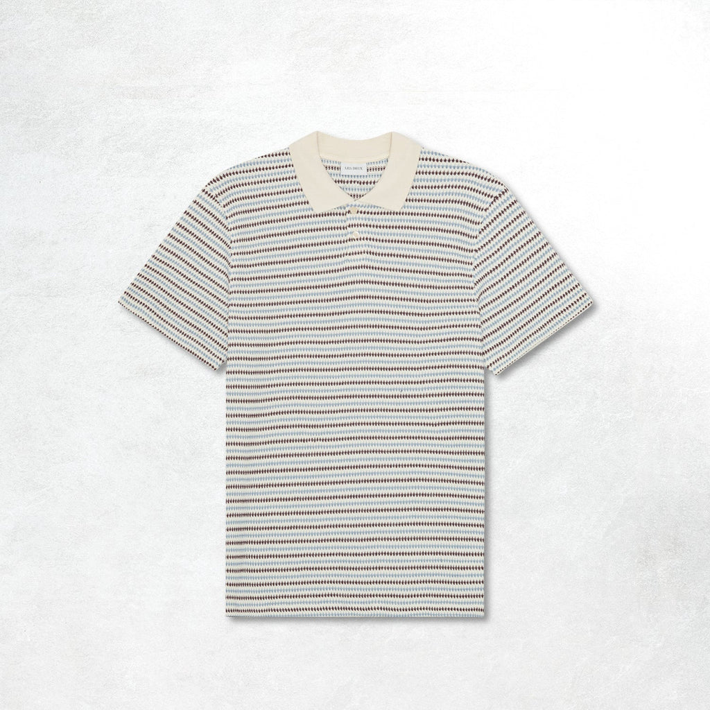 Les Deux Knitted Stripe Polo: Eggnog White