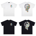 Chrome Heart T Shirts Cross Leather Print Short Sleeve T-Shirt Loose