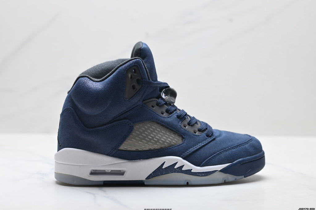 Air Jordan 5 Retro Navy Blue White Sneakers