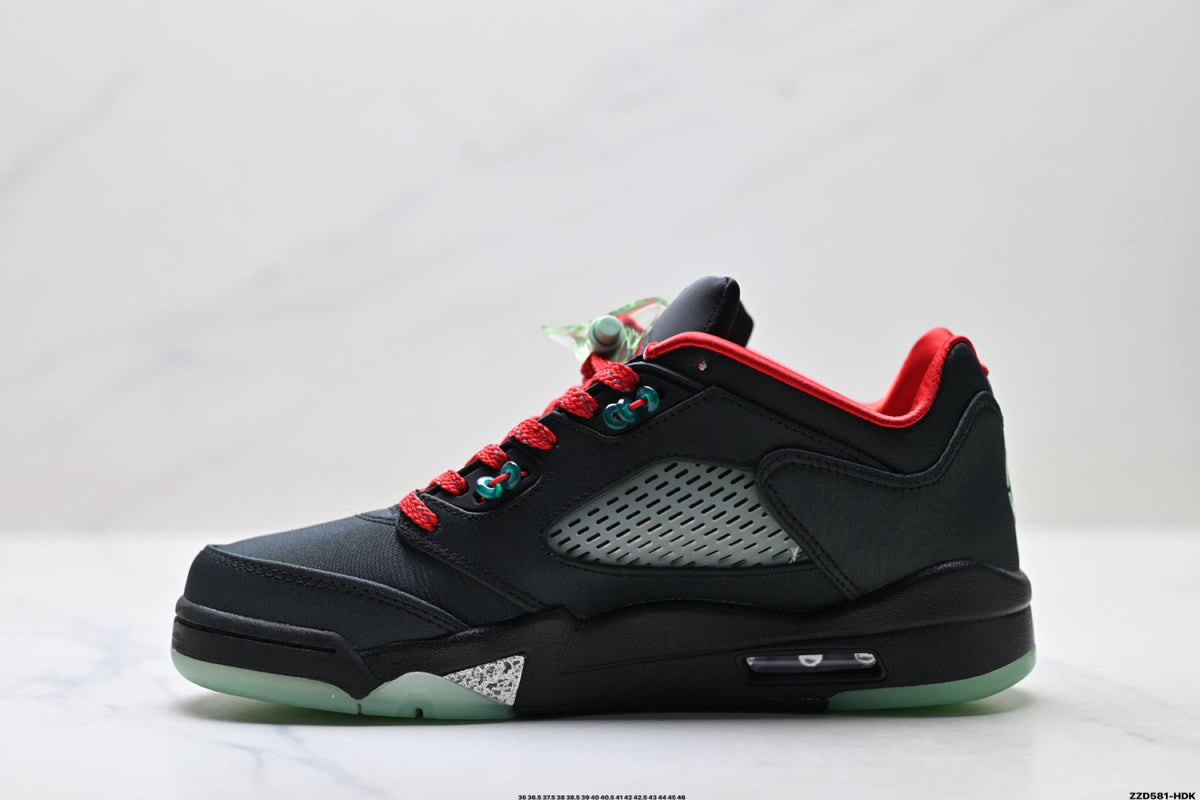 Air Jordan 5 Retro Black Red Green Glow Sneakers