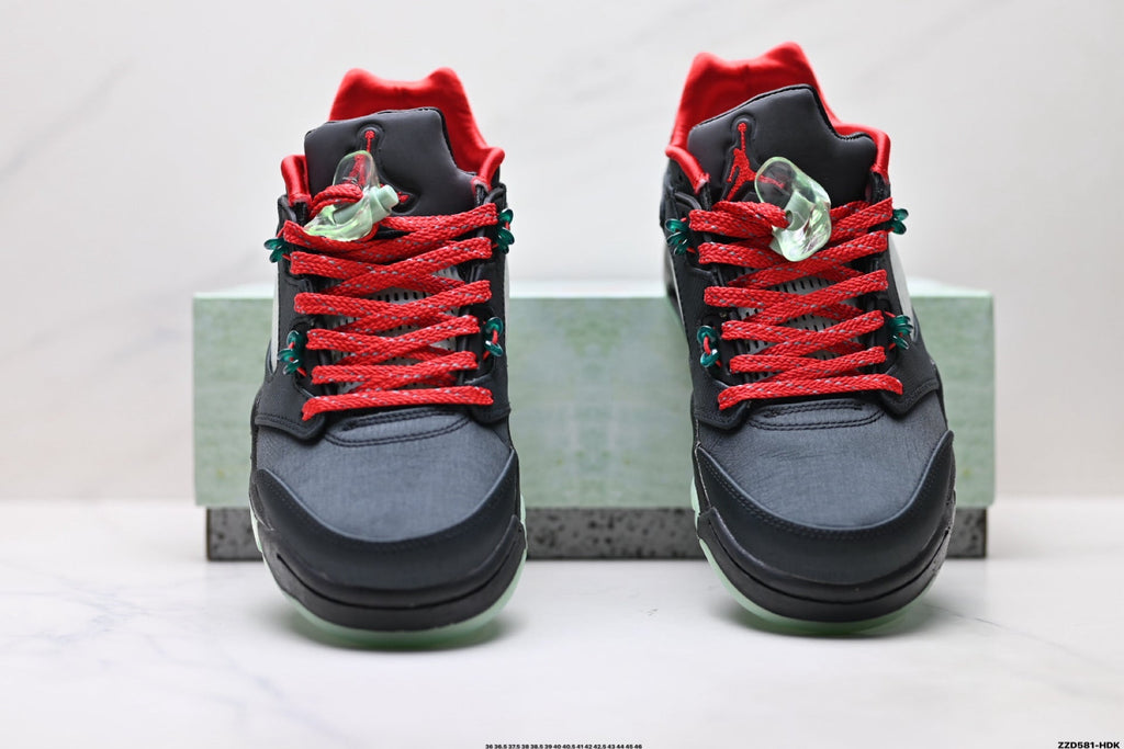 Air Jordan 5 Retro Black Red Green Glow Sneakers