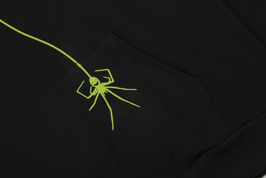 Sp5der Lime Green Web Graphic Pullover Hoodie