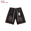 VALE Pearl-Studded Washed Denim Shorts