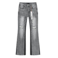 Purple Brand Washed Gray Distressed Flared Jeans