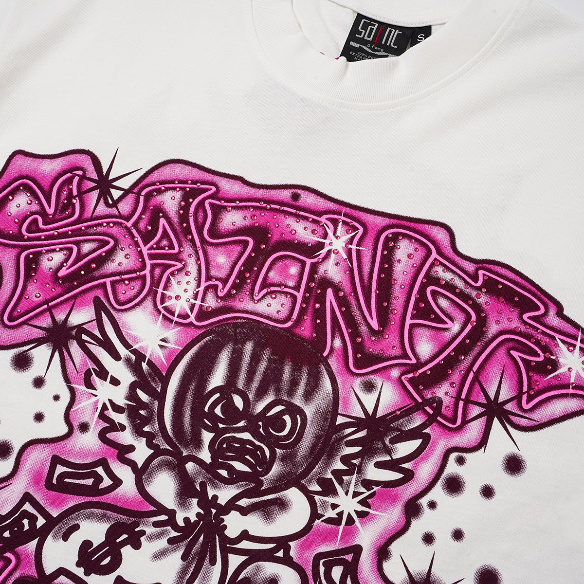 SAINT Rhinestone Front & Back Graphic T-Shirt