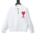 AMI Paris Ami De Coeur Polo Sweater White