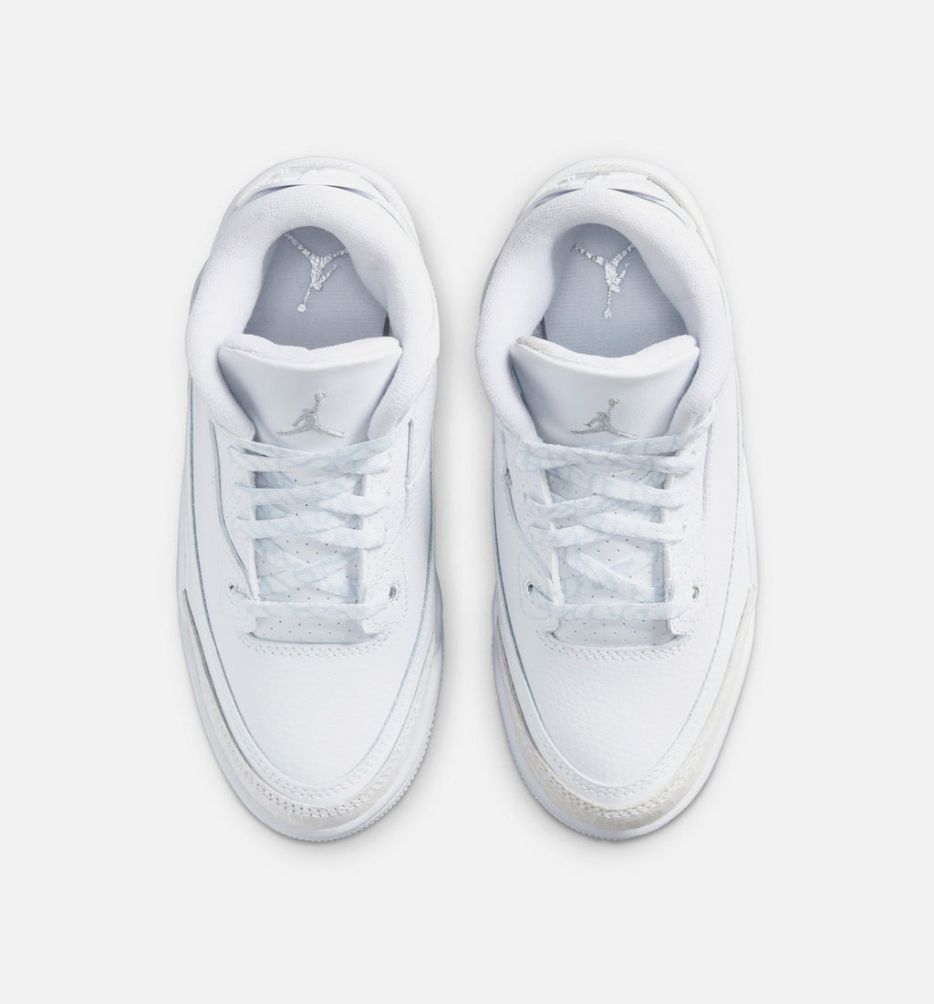 Air Jordan 3 Retro White and Silver Preschool – White/Metallic Silver