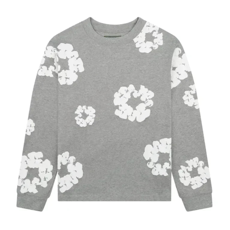 Denim Tears Long Sleeve Cotton Wreath T-shirt Grey