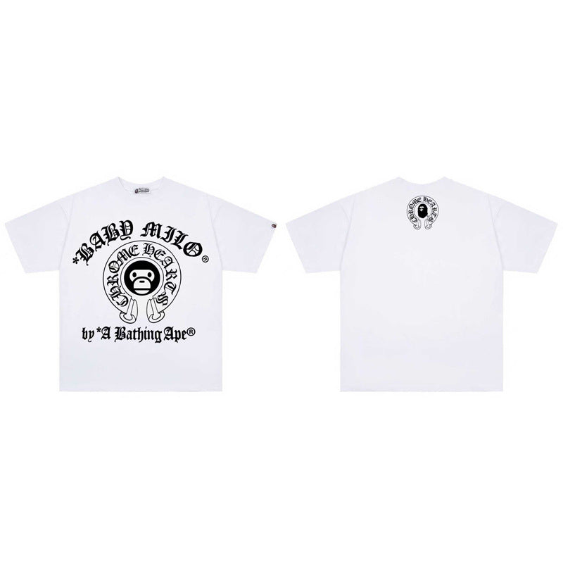 Bape Chrome Hearts Baby Milo Cross Horseshoe Oversized Tee Multi‑Style