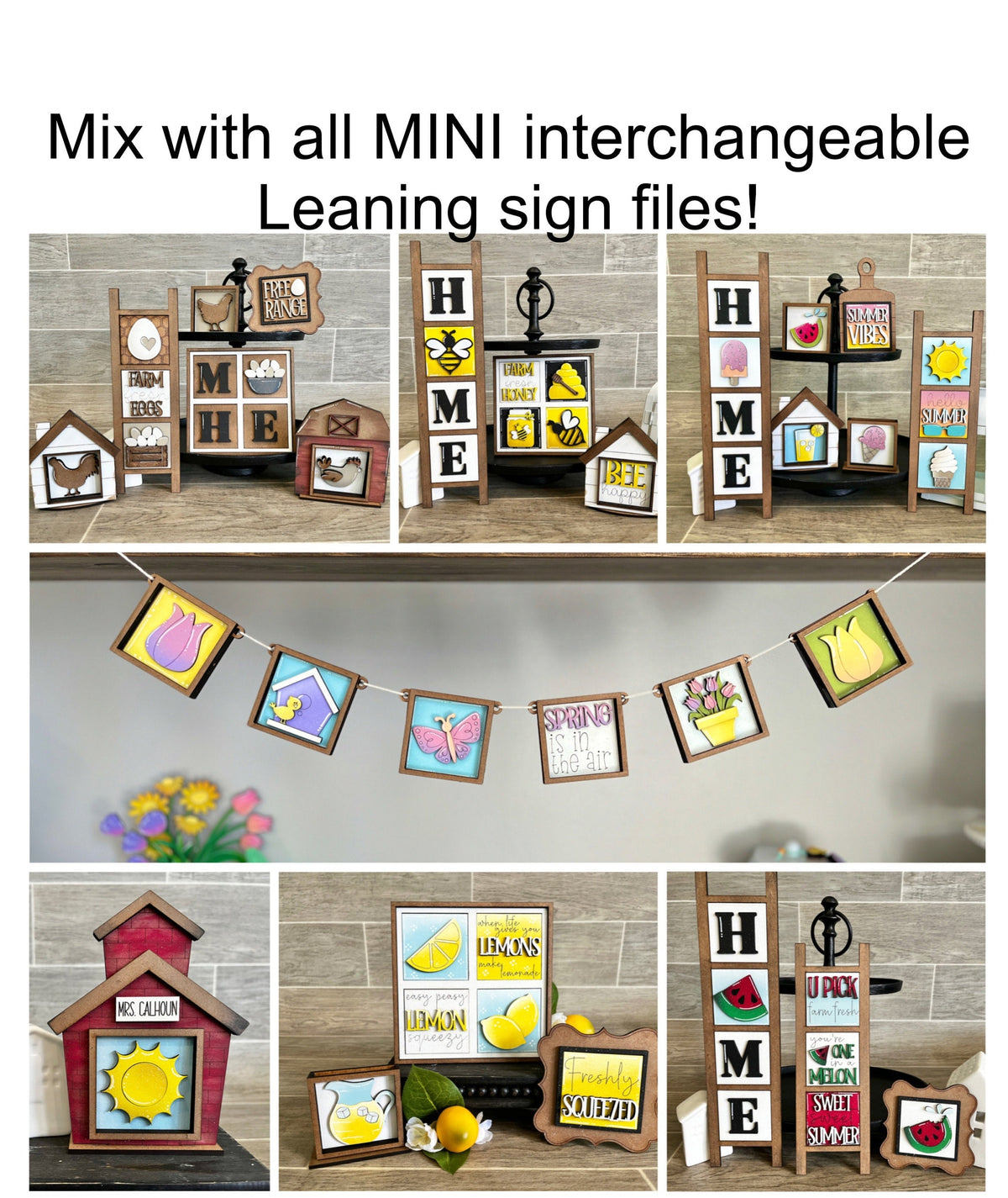 MINI Gingerbread Christmas Interchangeable Leaning Sign File SVG, Cookies Santa Tiered Tray Glowforge, LuckyHeartDesignsCo