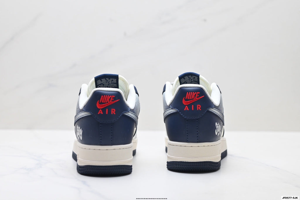 Nike Air Force 1 Low White Navy Blue Unisex Sneakers Style 10