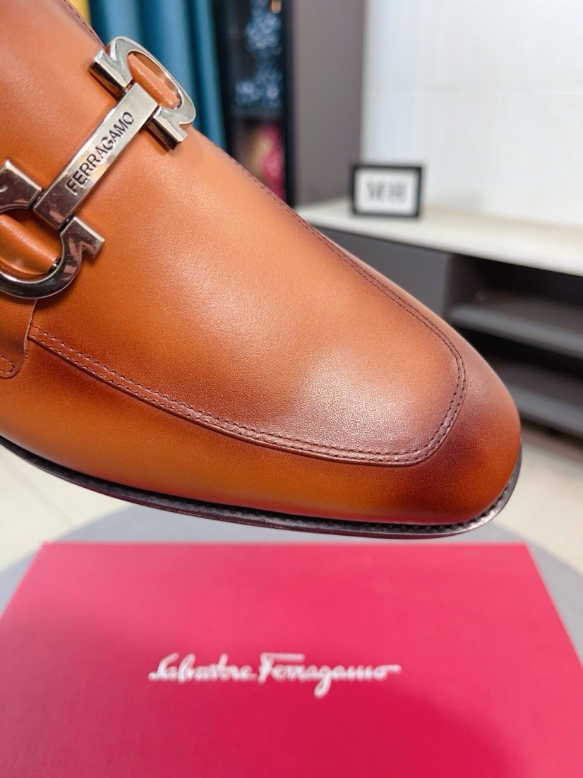 Ferragamo Tan Leather Bit Loafers