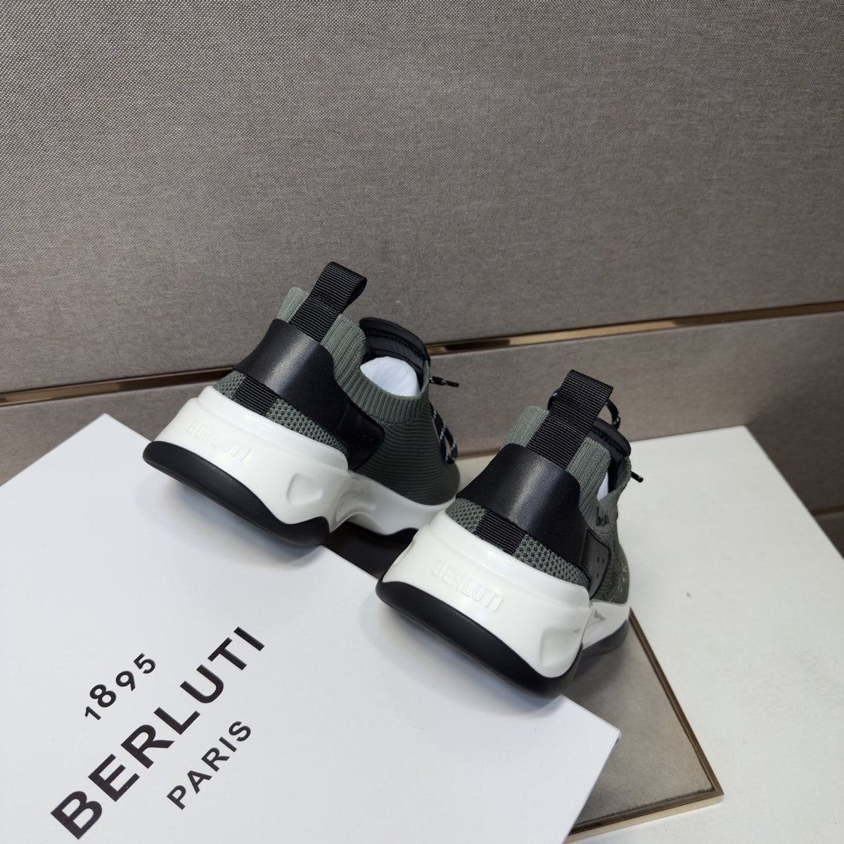 Berluti Olive Gray Lace-Up Sneakers