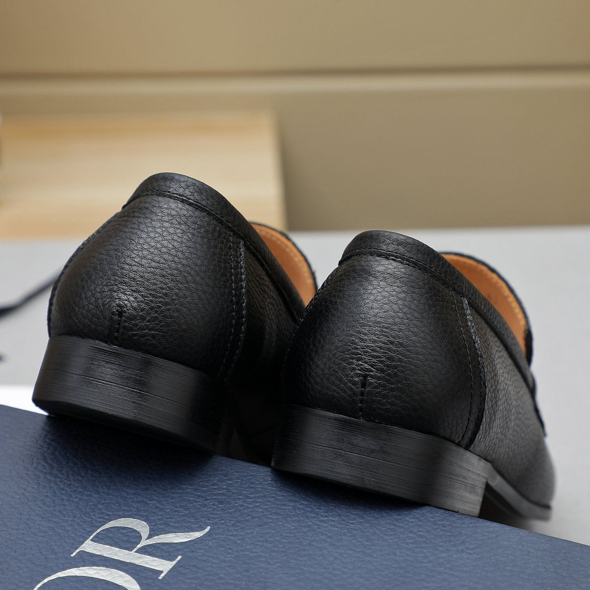Dior Black Pebbled Leather Loafers