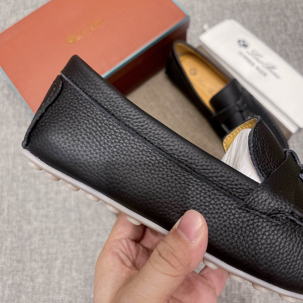 Loro Piana Black Textured Loafers