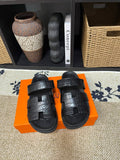 Hermes Men's Kazimir Black Slide Sandals