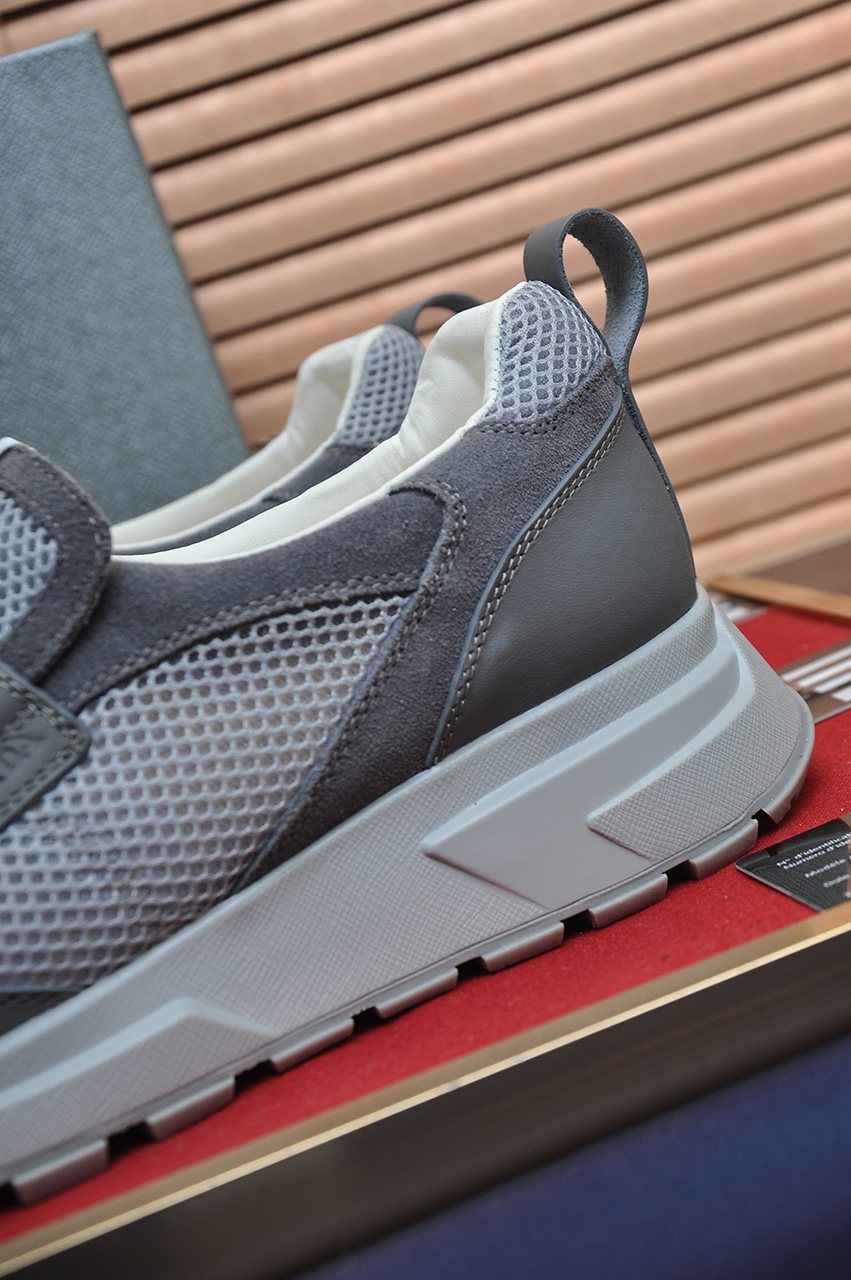 Prada Gray Strap Slip-On Sneakers