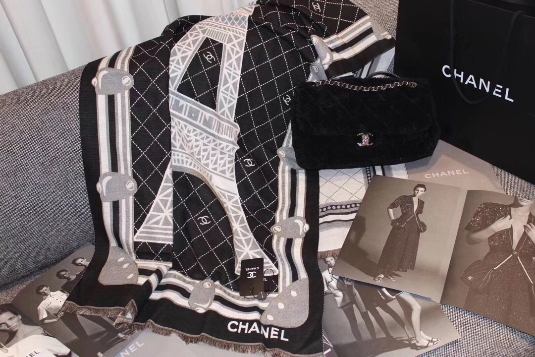 Chanel Eiffel Tower Grid Scarf