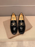 Versace Men's Black Medusa Loafers - Tan Leather Lining