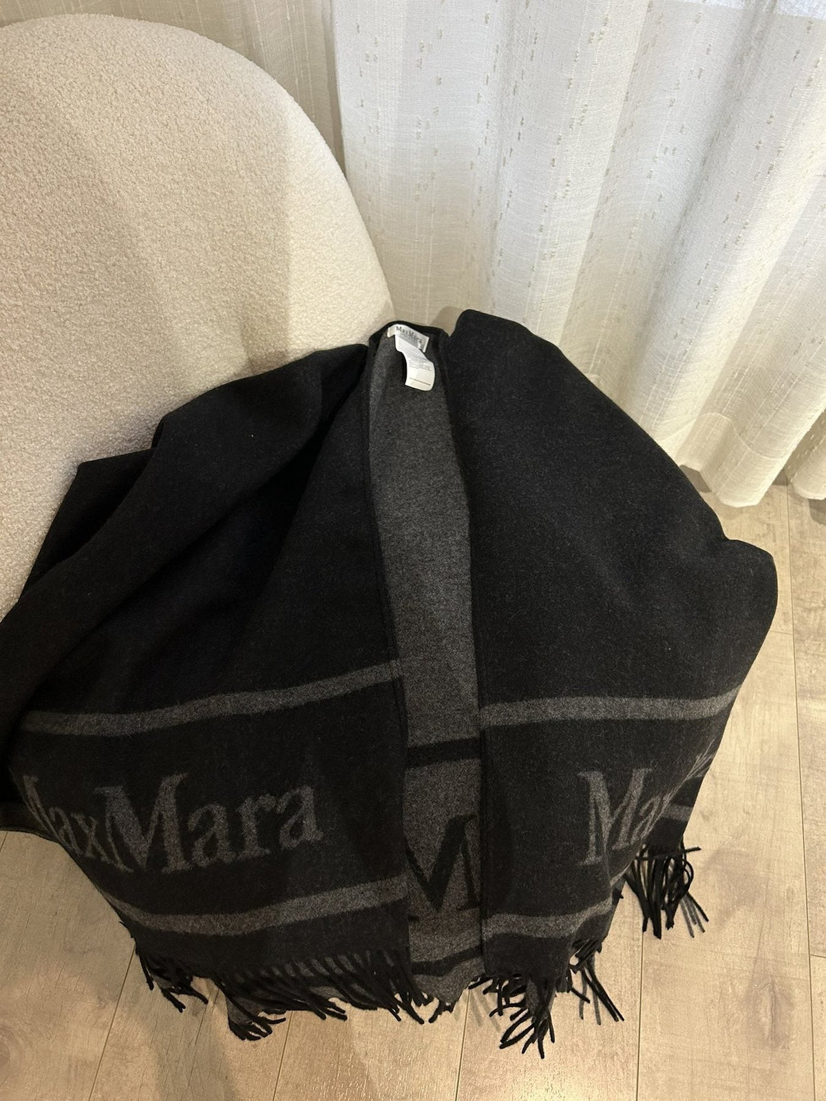 Max Mara Reversible Fringed Wrap Cape