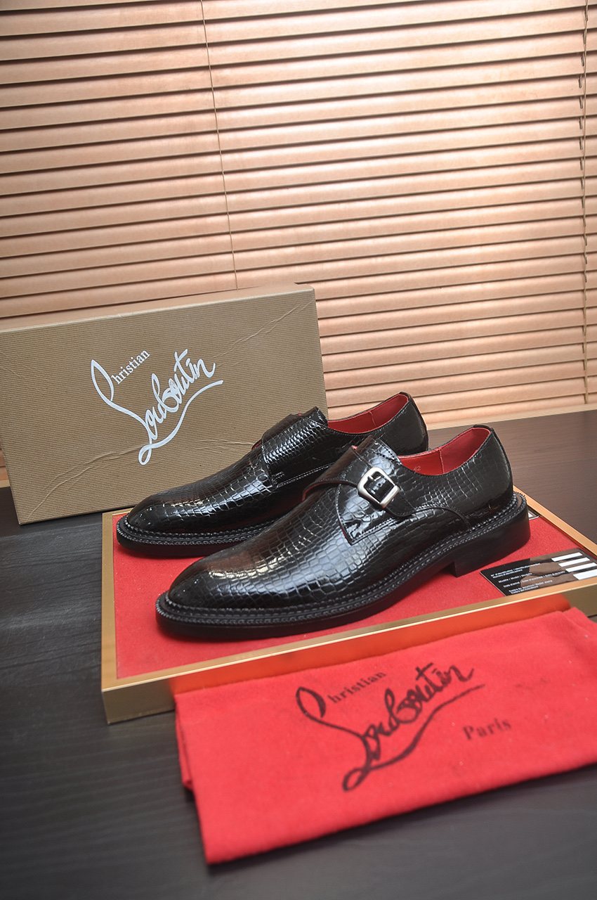 Christian Louboutin Black Buckle Loafers