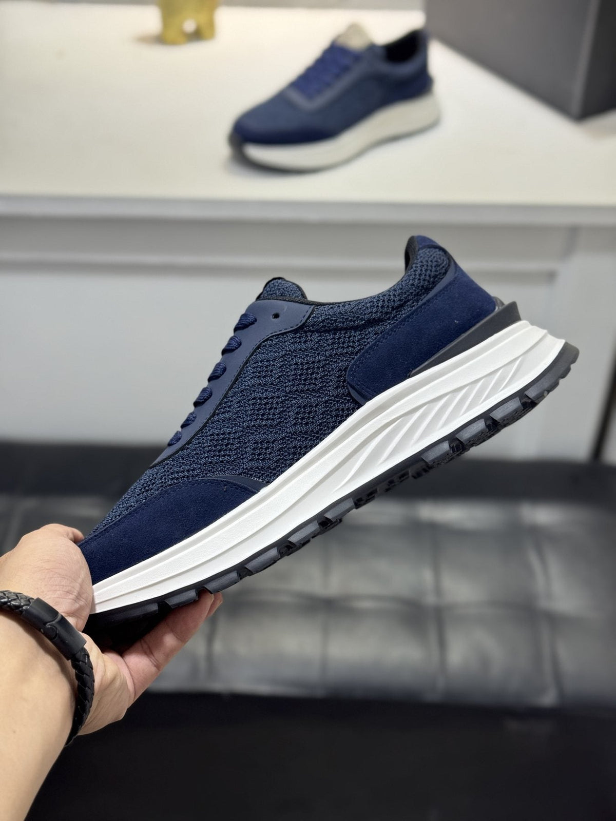 Zegna Knit Lace-Up Sneakers
