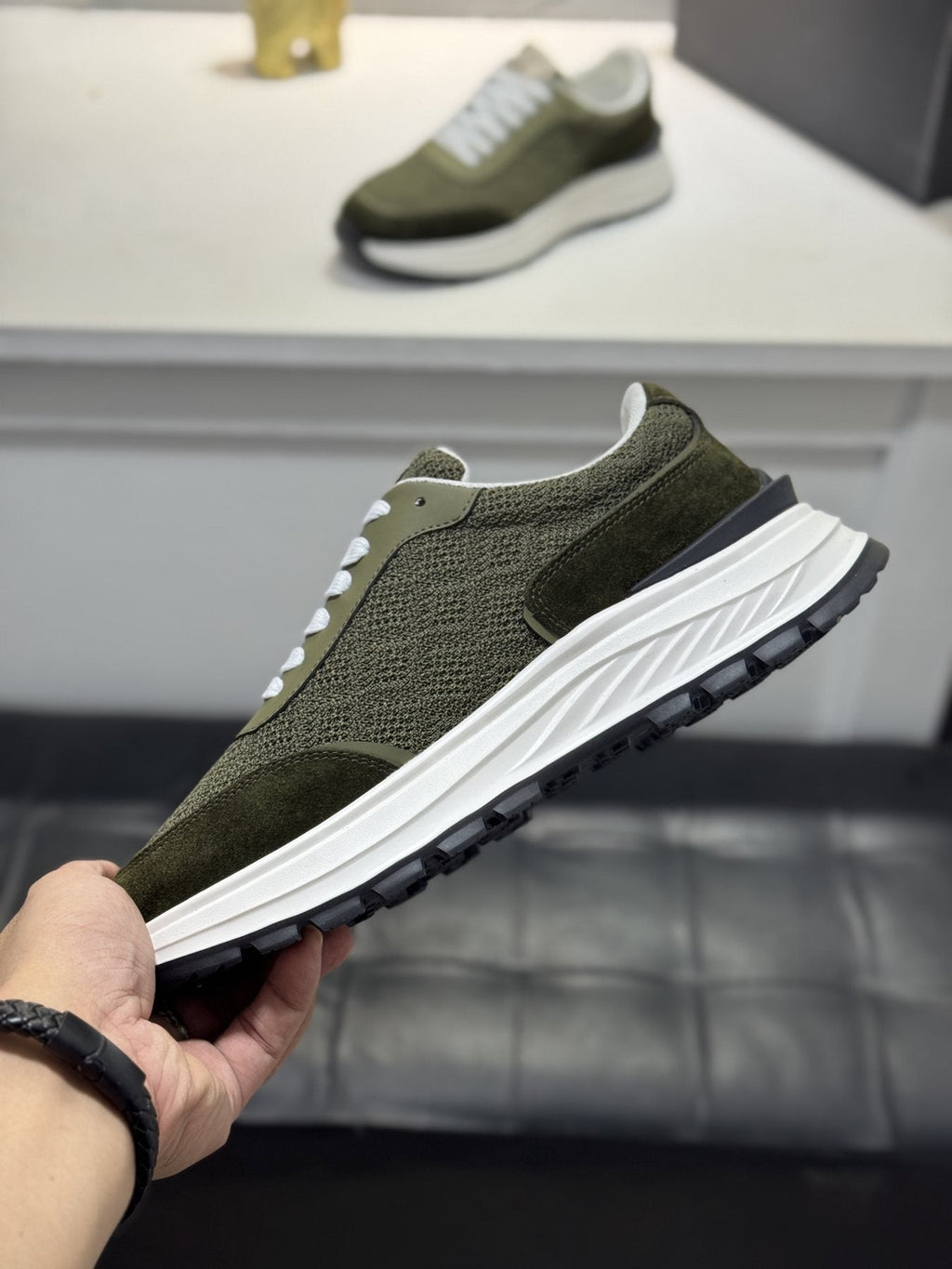 Zegna Knit Lace-Up Sneakers