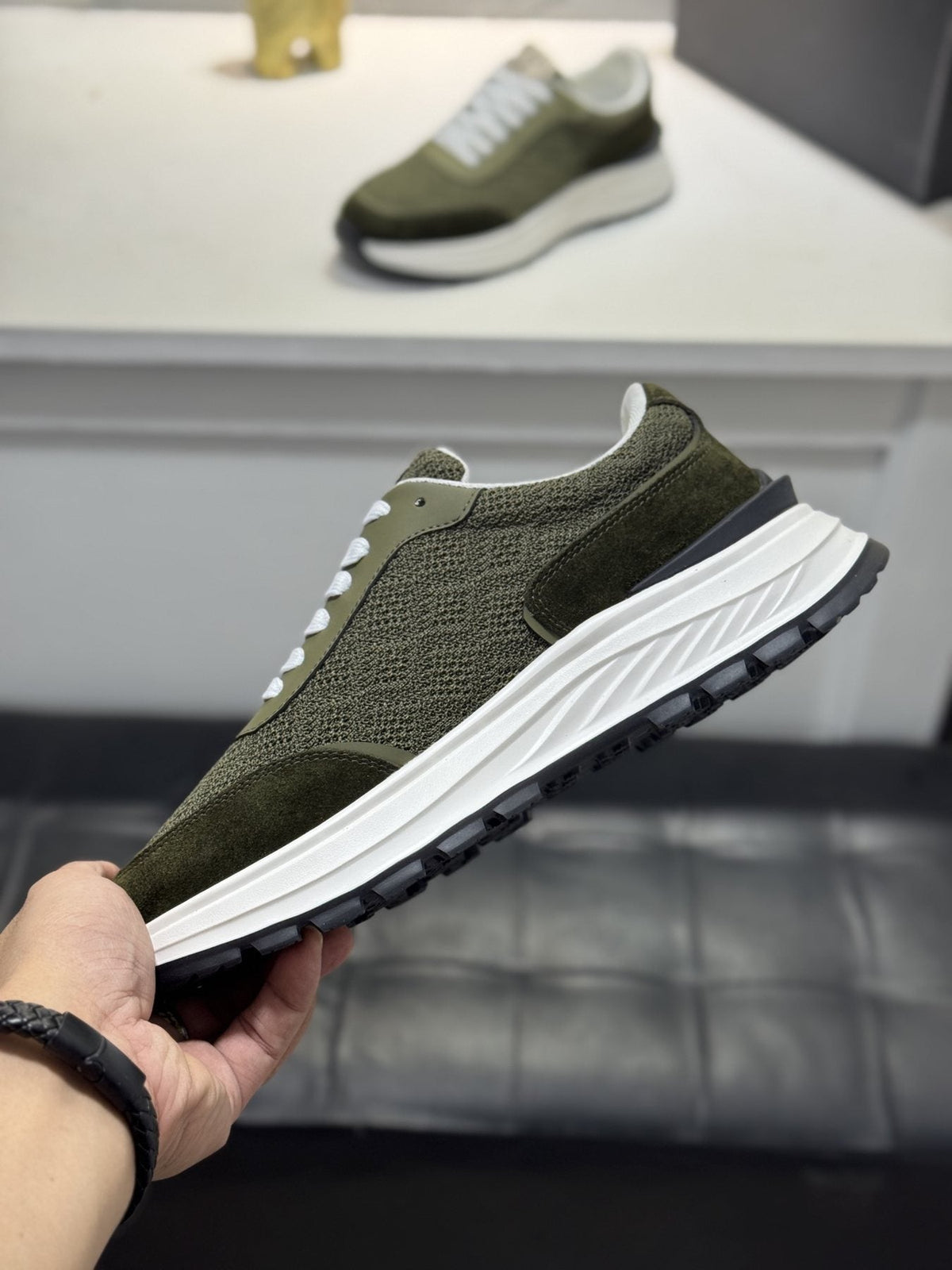 Zegna Knit Lace-Up Sneakers