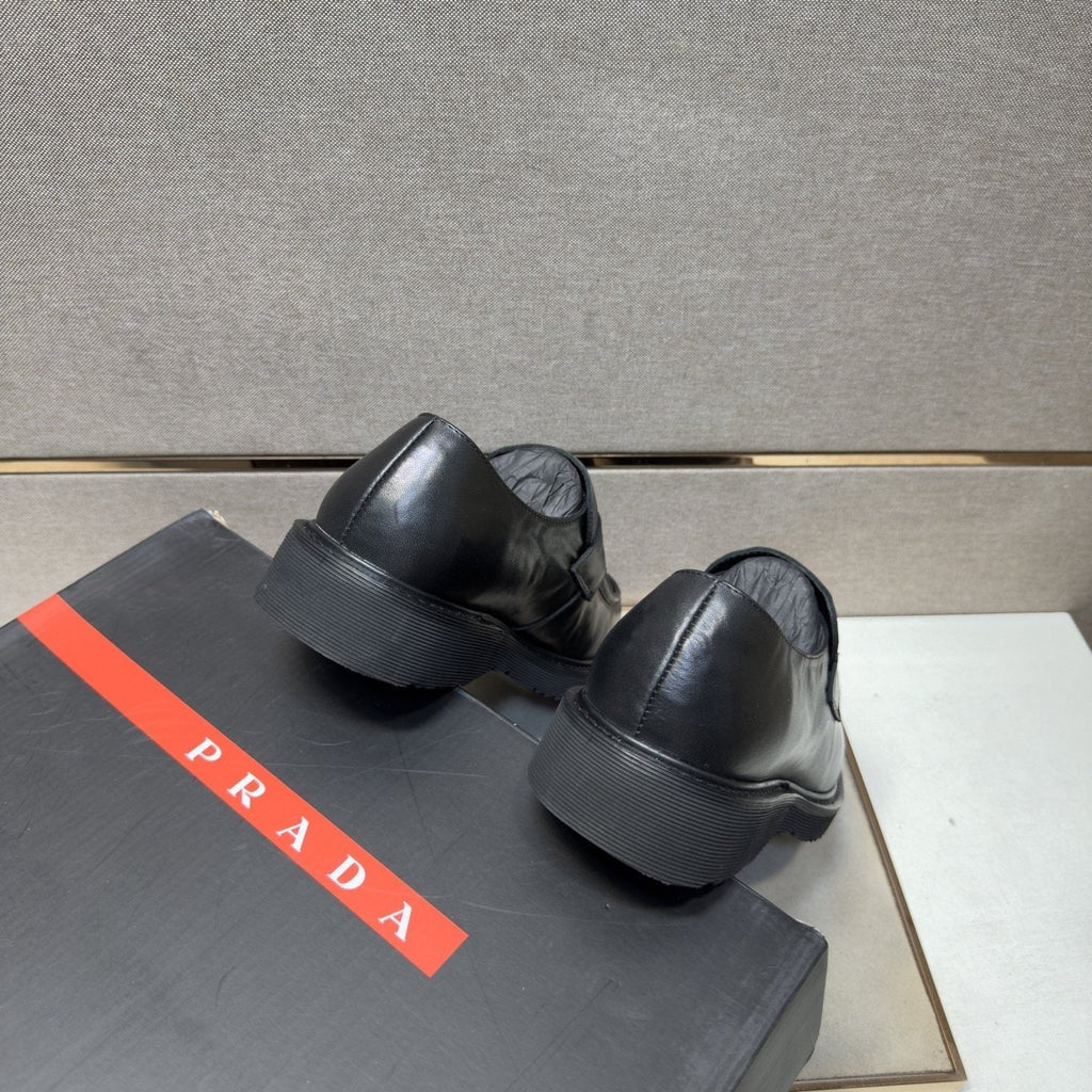 Prada Men's Black Lug Sole Slip-On Shoes