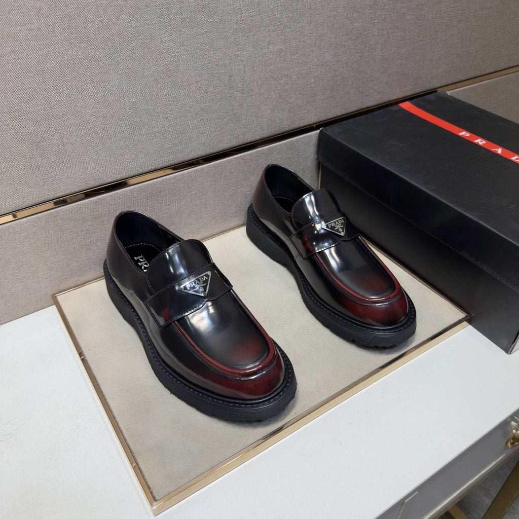 Prada Men's Black Lug Sole Slip-On Shoes