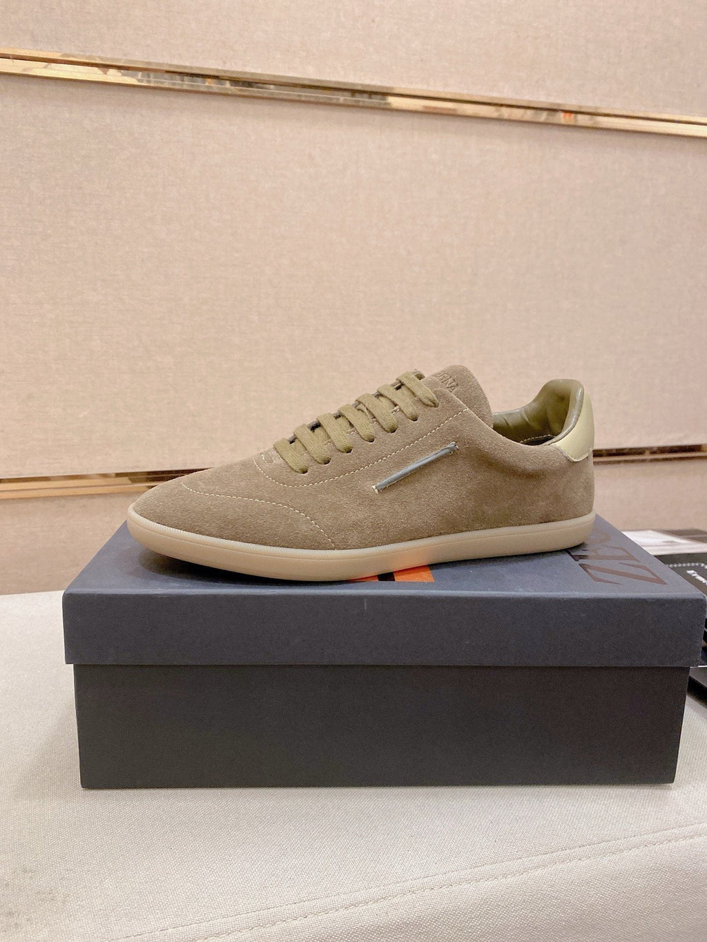 Zegna Men's Suede Low-Top Sneakers - Rounded Toe
