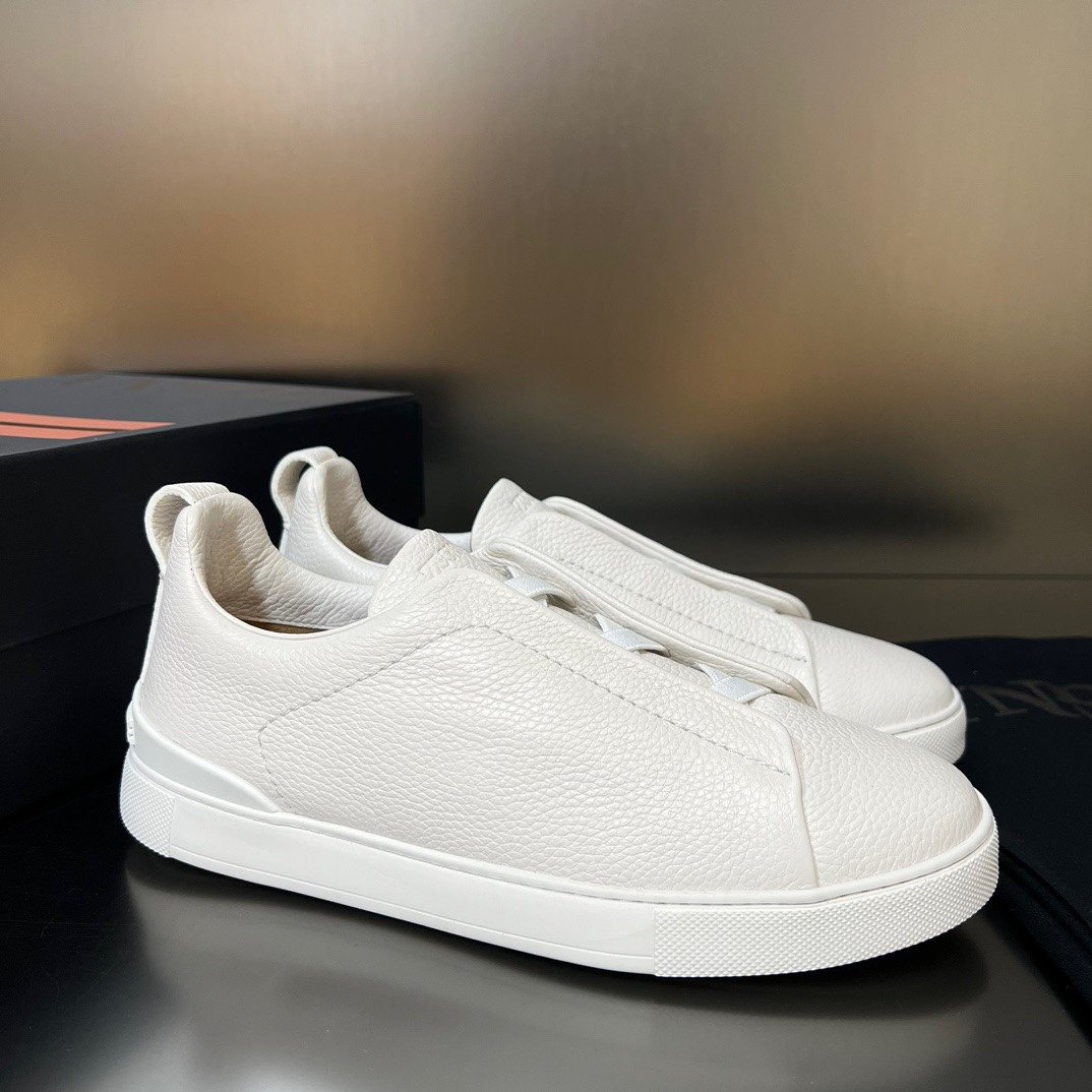 Zegna White Slip-On Sneakers