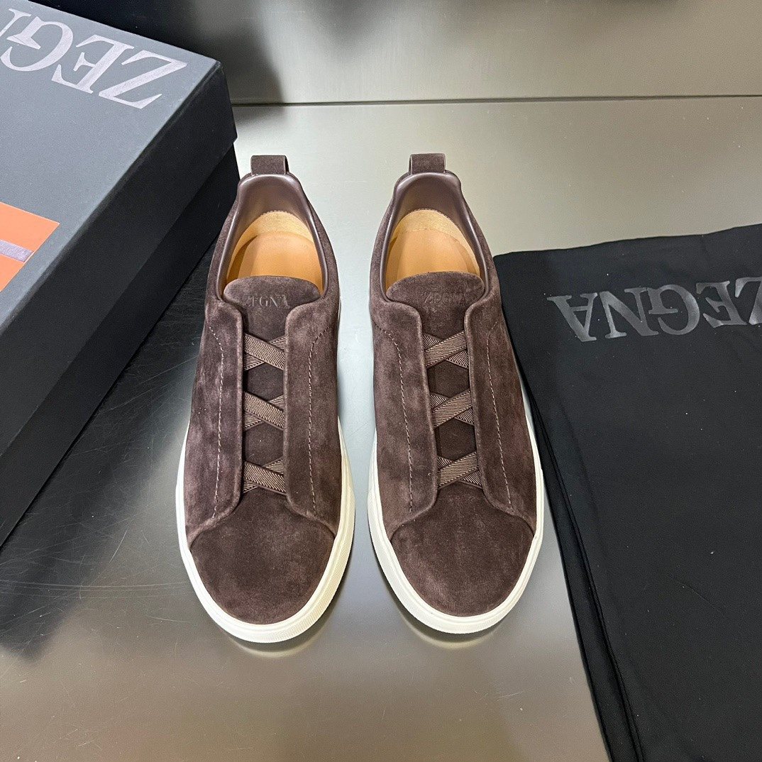 Zegna White Slip-On Sneakers