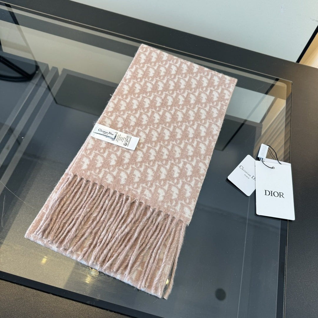 Dior Two-Tone Monogram Fringed Scarf