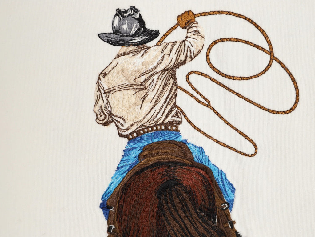 Louis Vuitton 24FW Western Cowboy Embroidered Crewneck Sweatshirt - Ivory
