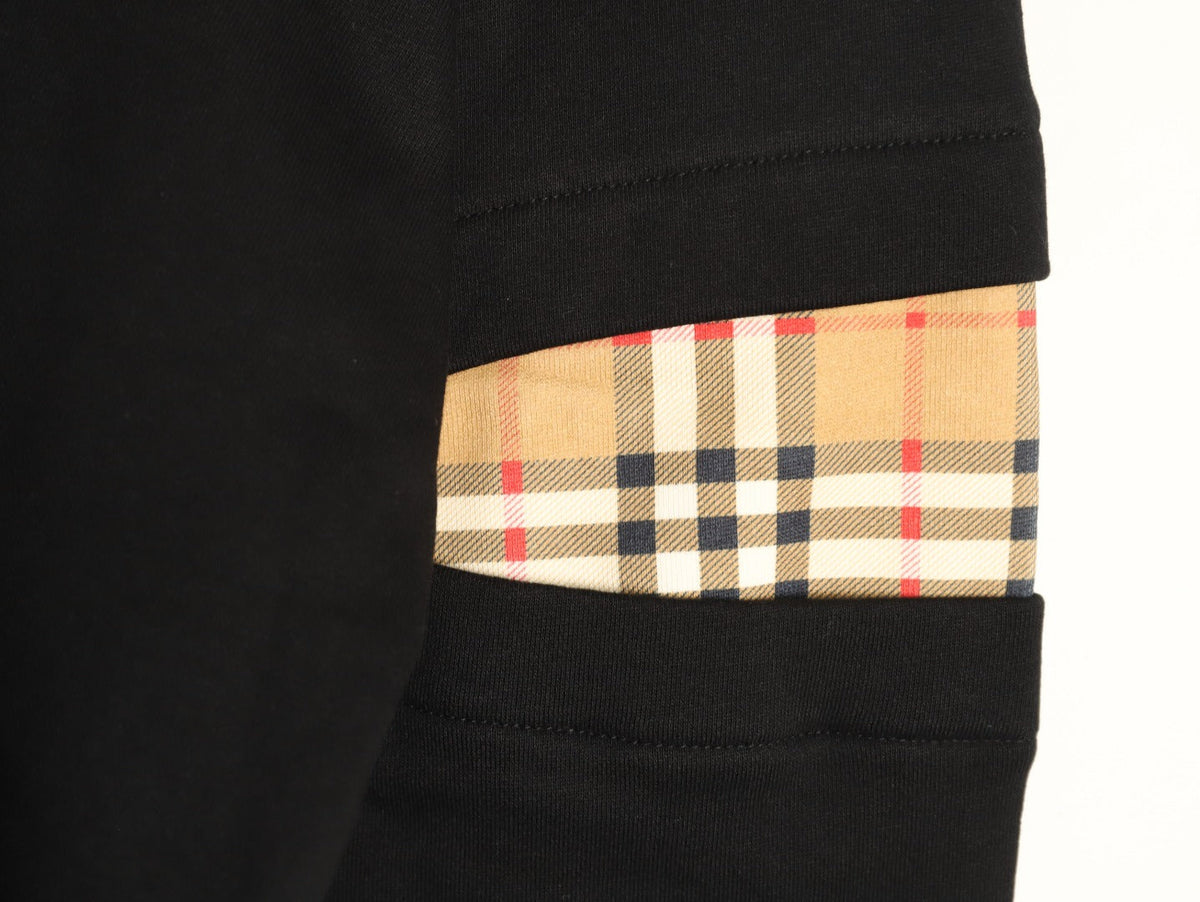 Burberry 26FW Black Signature Embroidered Check-Panel Crewneck Sweatshirt