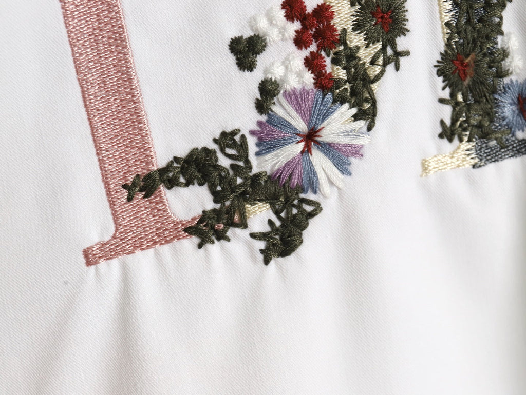 Dior Floral-Detail Logo Long-Sleeve Shirt - White