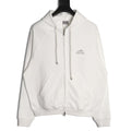 Balenciaga Chest-Emblem Zip Hoodie - Off-White